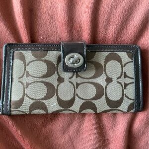 Coach Brown and Black Signature Wallet